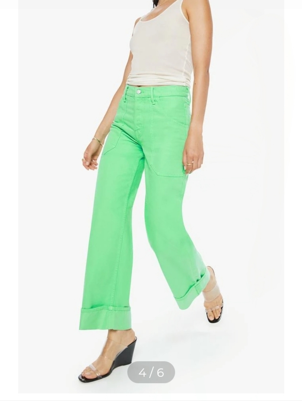 MOTHERWomen’s Smoothie Carpenter Sneak Ankle Wide Leg Jeans